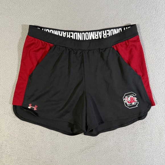Under Armour Women's Gamecocks Shorts Black Red Athletic Activewear Size Large - Picture 1 of 5